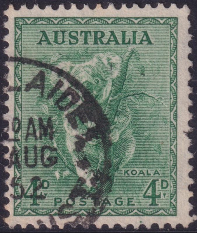 Australia 1942 4d Koala with Colour Spot Below Bottom Frame