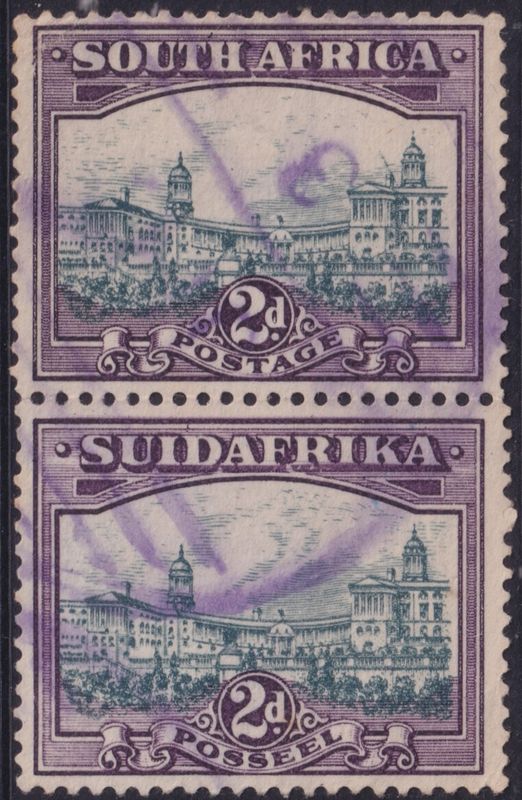 South Africa 1931 2d Rotogravure Pair with Line Over Right Chimney