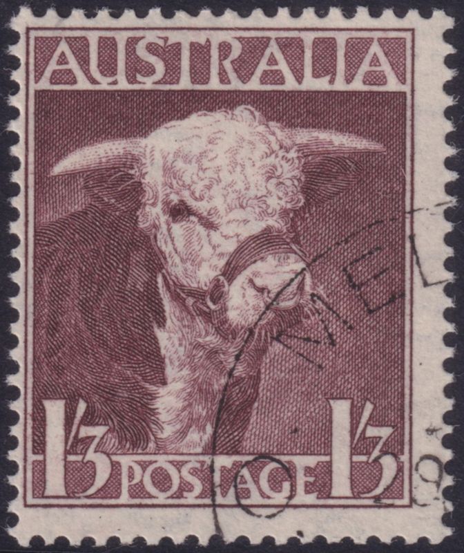 Australia 1948 1/3d Hereford Bull CTO with full gum