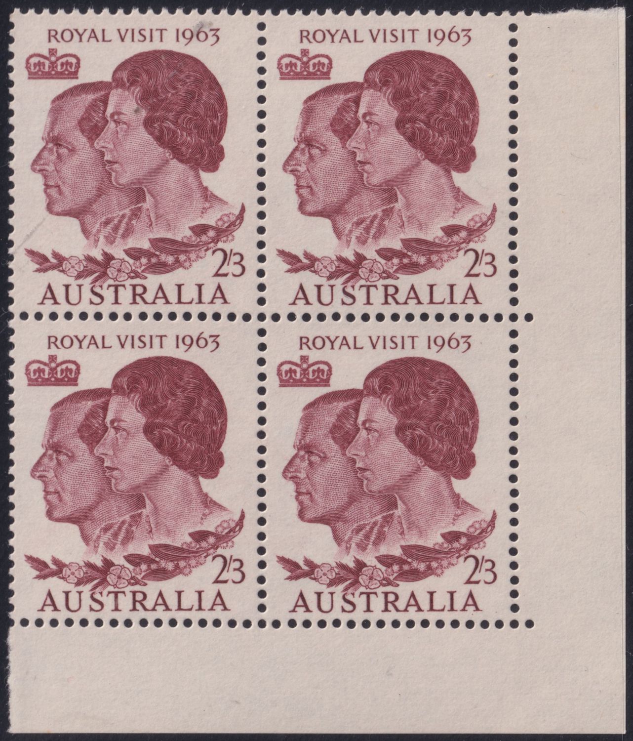 Australia 1963 2/3d Royal Visit Block of Four