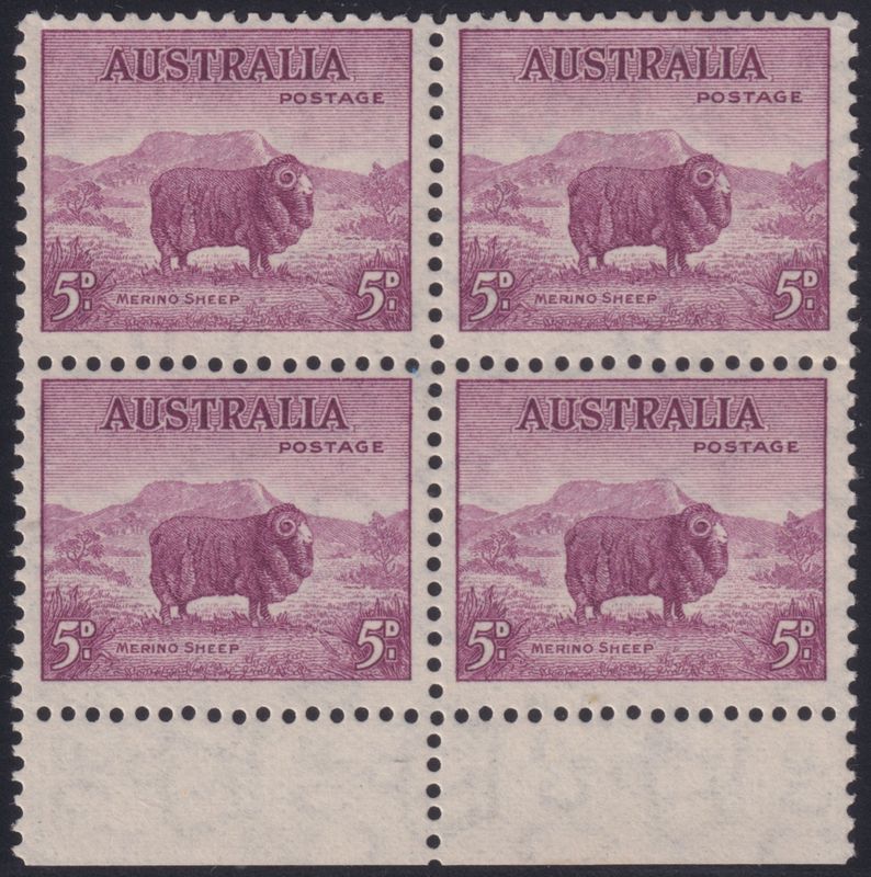 Australia 1938 5d Ram Block of Four
