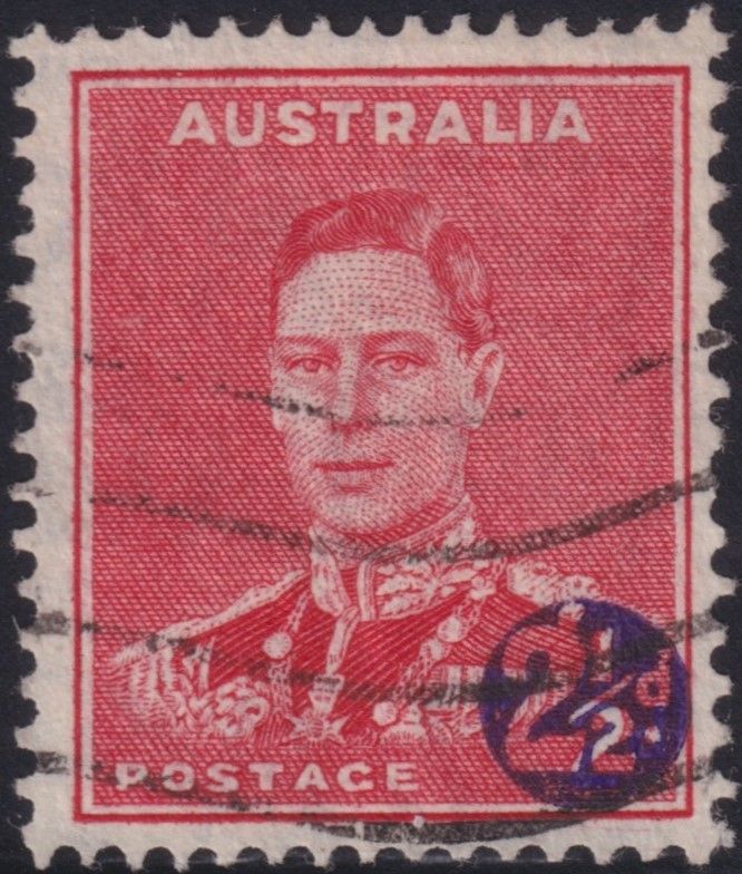 Australia 1941 2½d on 2d War Effort with white Spot Over Large 2