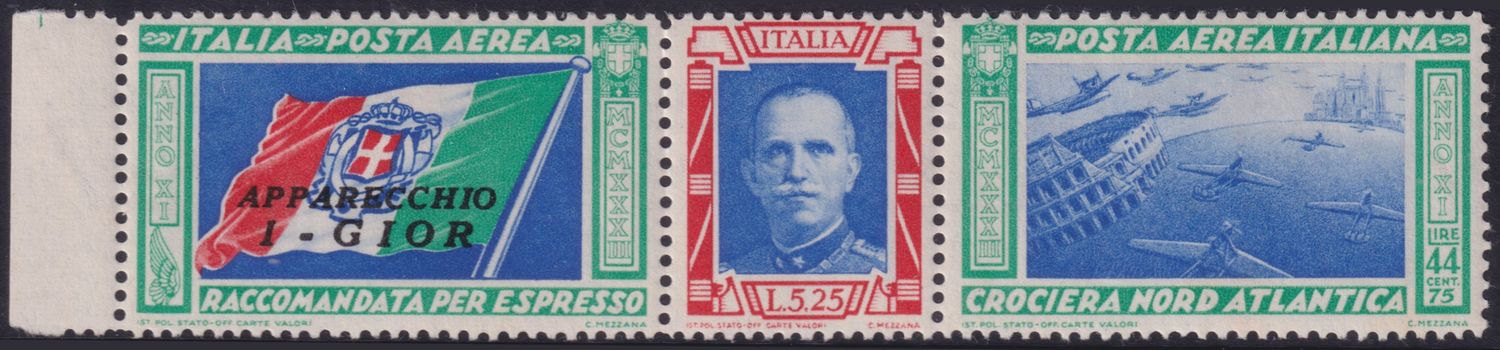 Italy 1933 Air 5l.25+44l.75 Scarlet &amp; Green Balbo Flight
