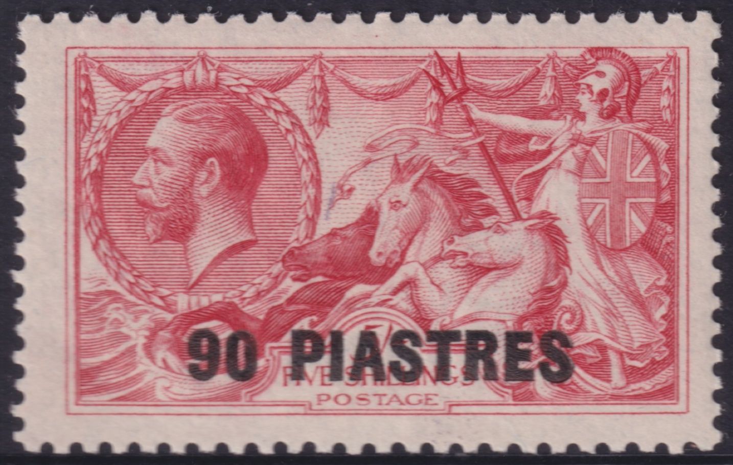 British Levant 1921 90pi on 5/- Rose-Carmine