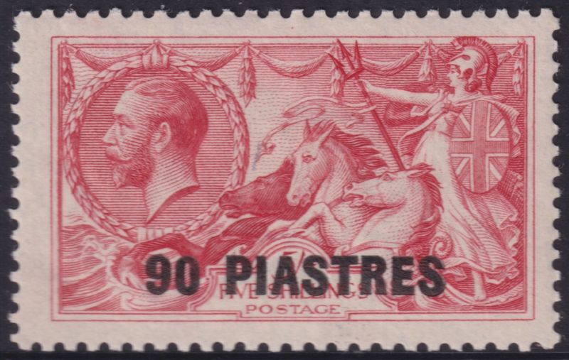 British Levant 1921 90pi on 5/- Rose-Carmine