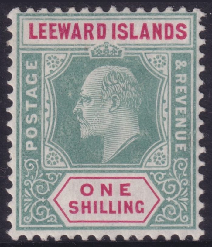 Leeward Islands 1908 1/- Green &amp; Carmine