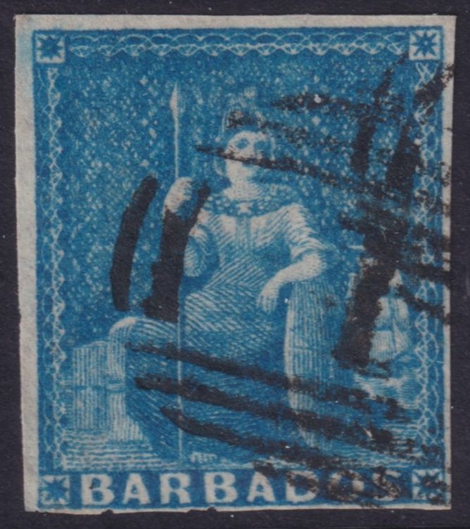 Barbados (1d) 1855 Pale Blue (A)
