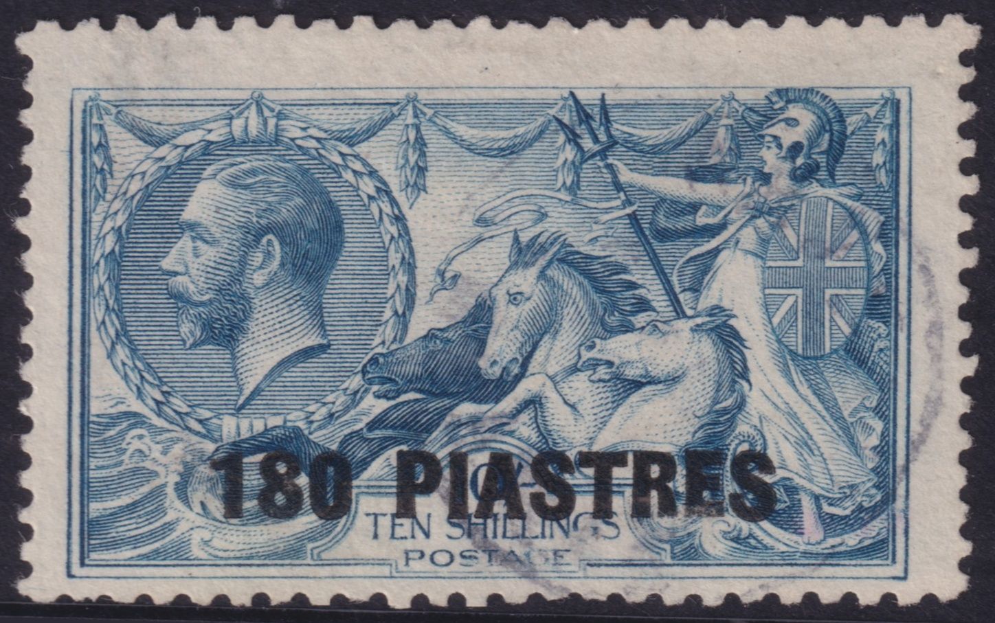 British Levant 1921 180pi on 10/- Dull Grey Blue