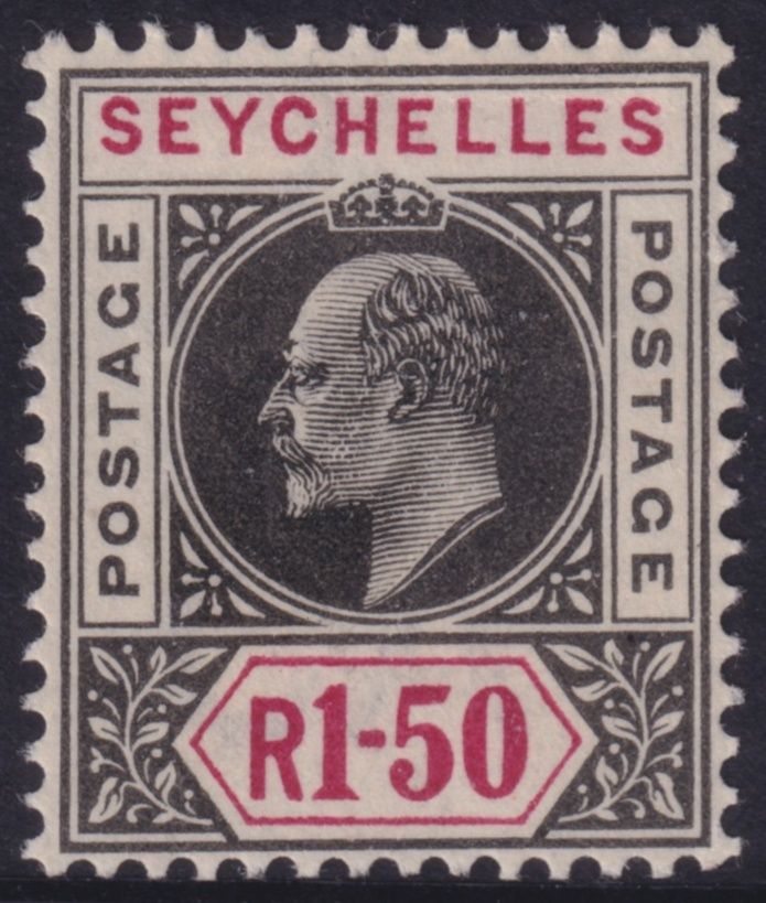 Seychelles 1903 1r.50 Black &amp; Carmine