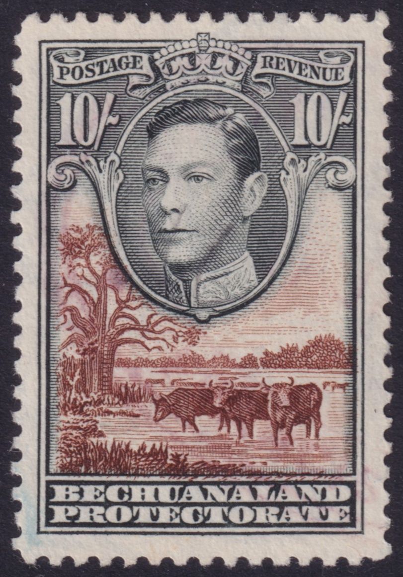 Bechuanaland Protectorate 1938 10/- Black and Red-Brown MNG