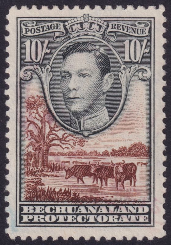 Bechuanaland Protectorate 1938 10/- Black and Red-Brown MNG