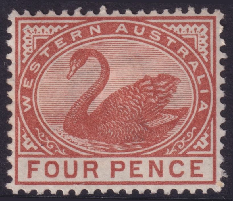 Western Australia 1890 4d Chestnut Swan