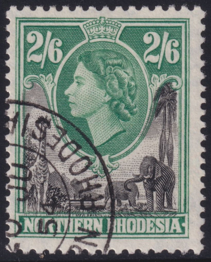Northern Rhodesia 1953 2/6d Black and Green