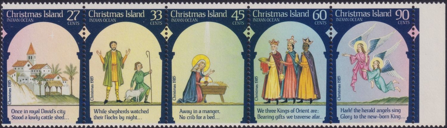 Christmas Island 1985 Christmas Carols Se-Tenant Strip