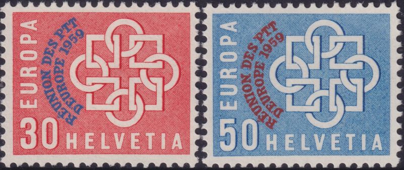 Switzerland 1959 European PTT Conference Overprint Set