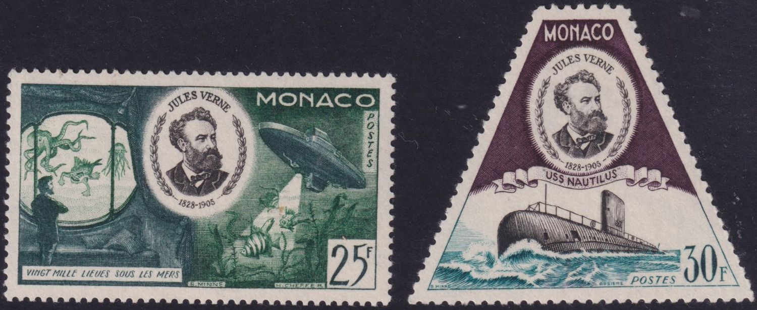Monaco 1955 25f and 30f Jules Verne