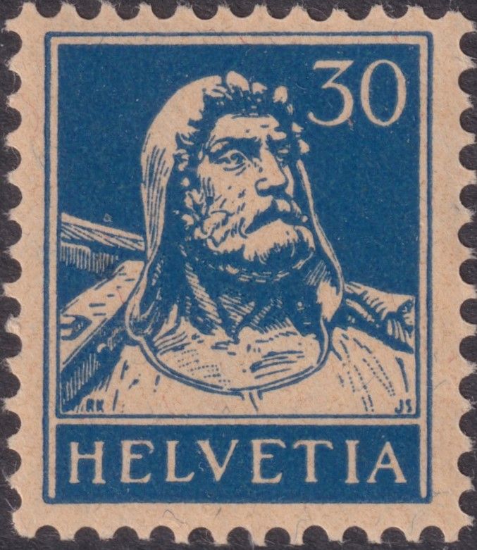 Switzerland 1914 30c Blue on Buff William Tell