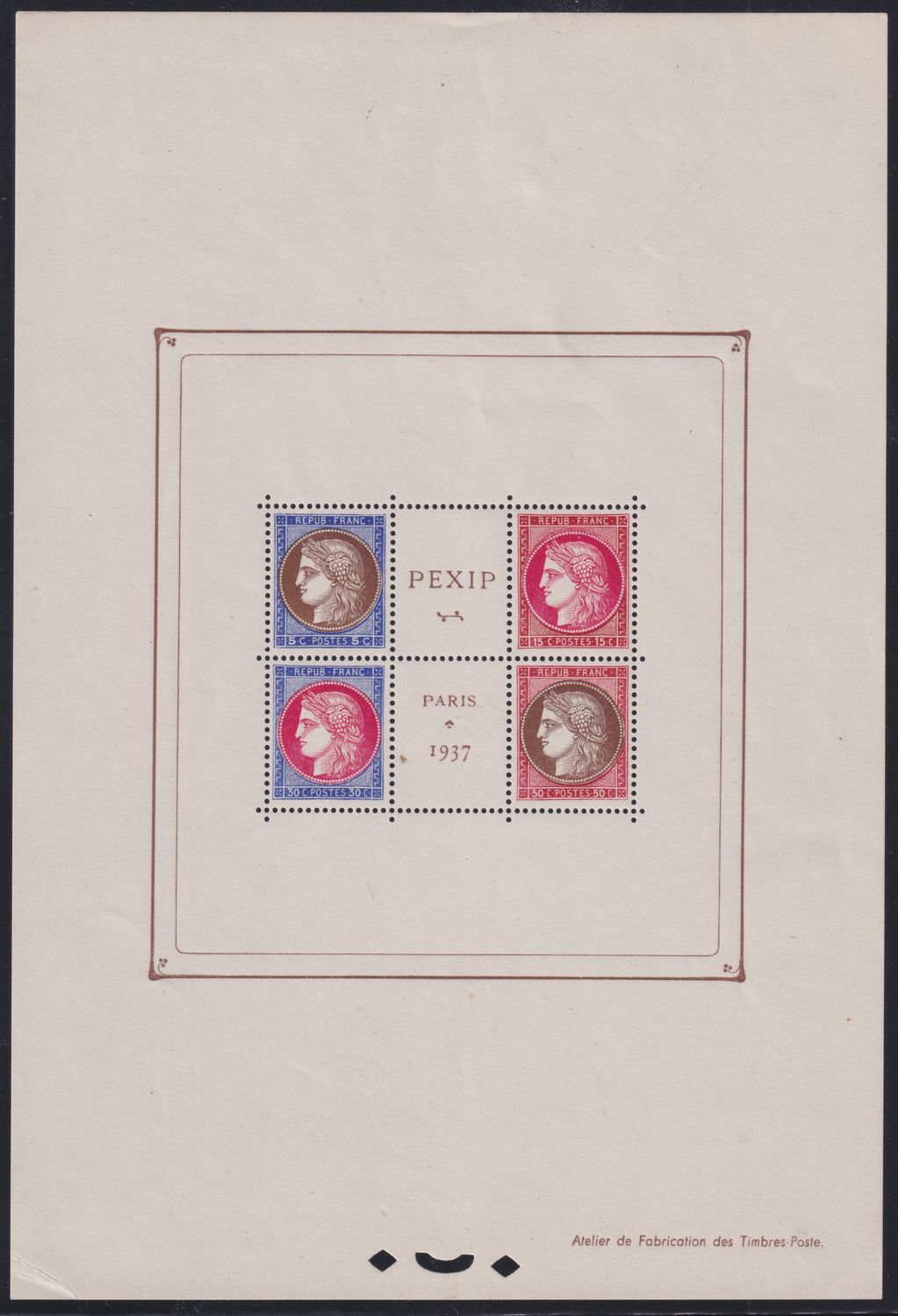 France 1937 PEXIP Miniature Sheet