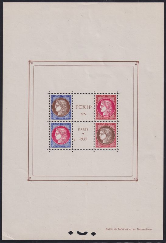France 1937 PEXIP Miniature Sheet