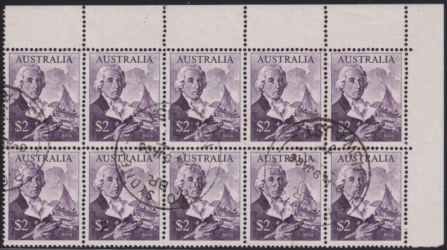 Australia 1966 $2 Navigator Bass CTO Block of 10