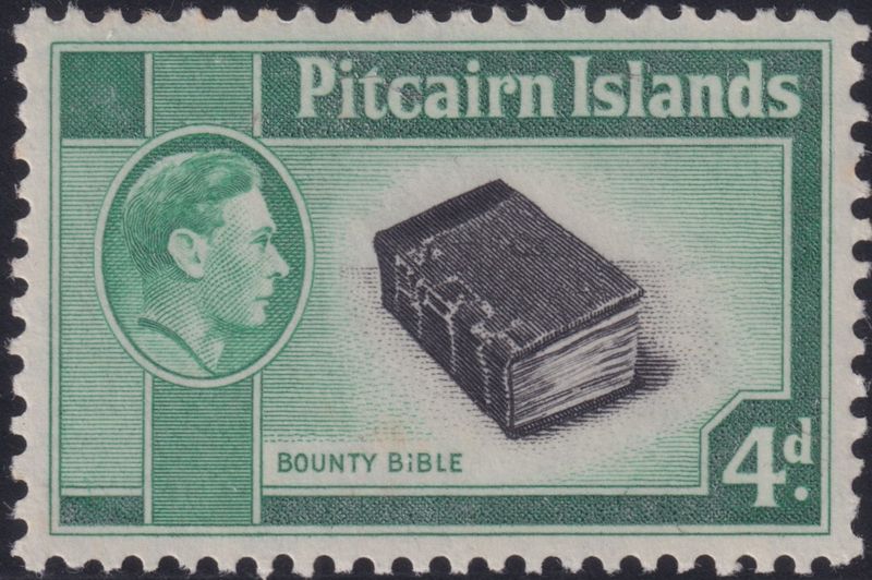 Pitcairn Islands 1951 4d Black and Emerald-Green Bible
