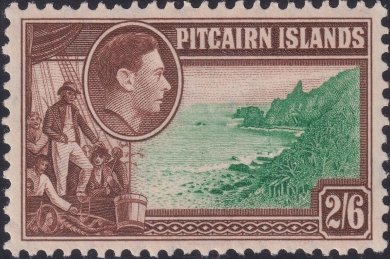 Pitcairn Islands 1940 2/6d Green and Brown