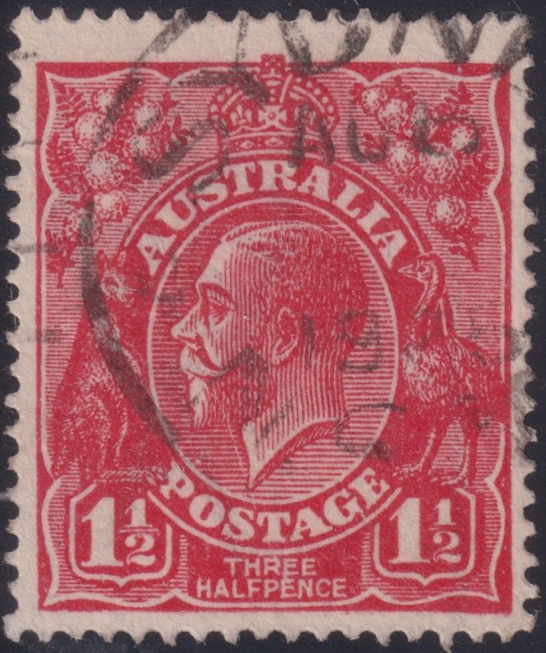 Australia 1925 1½d Red with Scratch From Beard to Bottom Frame