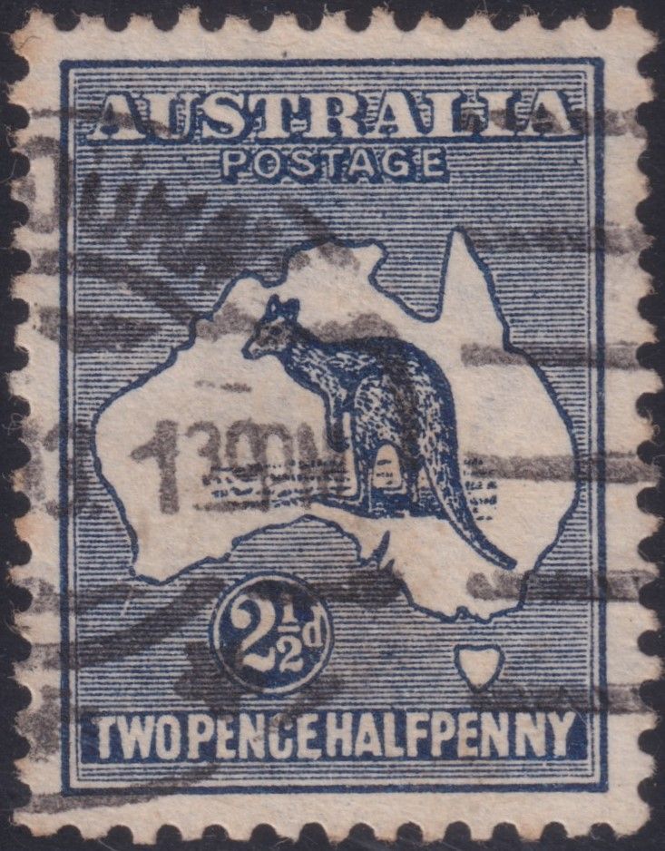 Australia 1913 2½d Indigo Roo with Scratch from Cape Leeuwin