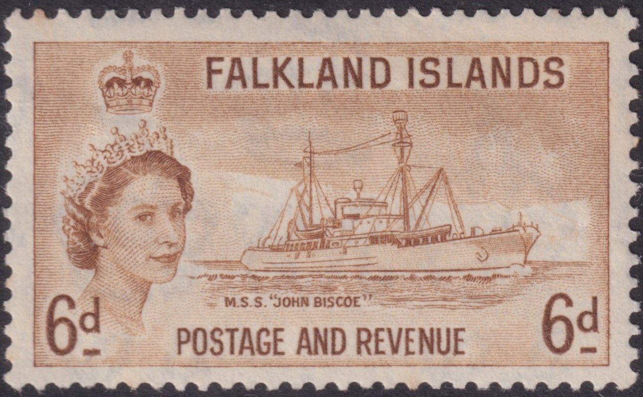 Falkland Islands 1955 6d Deep Yellow-Brown