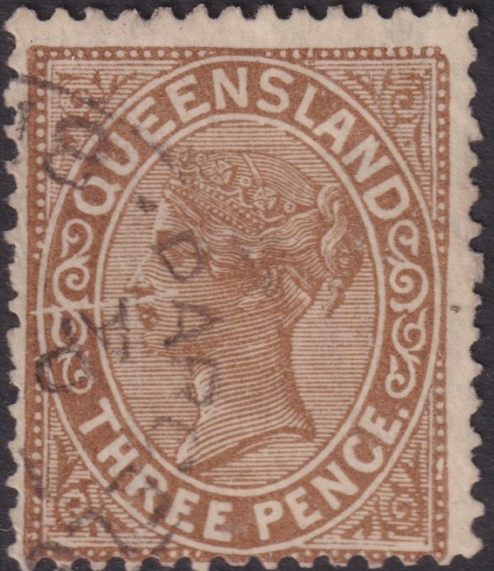 Queensland 1890 3d Brown with Gash From Cheek to Frame