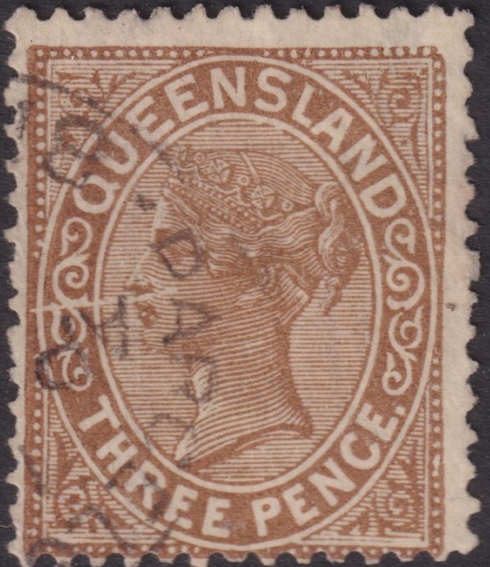 Queensland 1890 3d Brown with Gash From Cheek to Frame