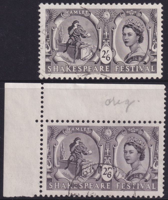 GB 1964 2/6d Shakespeare Blackish Brown Shade with Normal