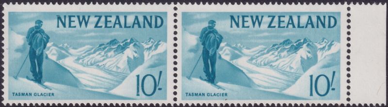 New Zealand 1965 10/- Tasman Glacier Marginal Pair