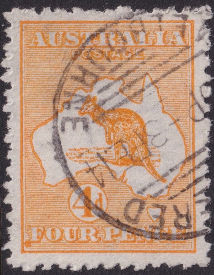 Australia 1913 4d Orange with Unlisted Variety in SW Corner