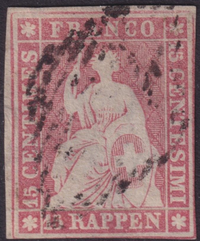 Switzerland 1854 15r Pink