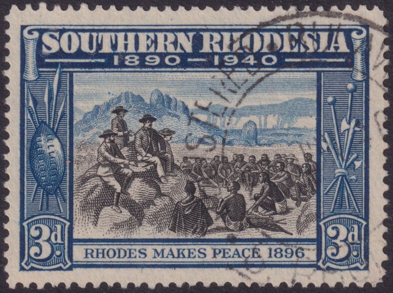 Southern Rhodesia 1940 3d Golden Jubilee with Smoke Signal Flaw (B)