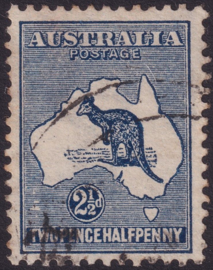 Australia 1913 2½d Indigo with Islands South of WA Flaw