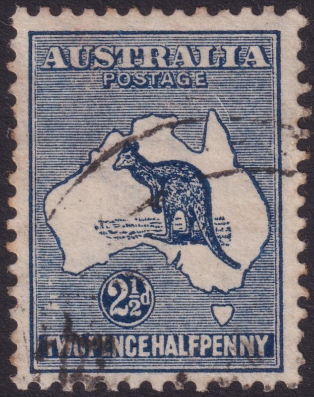 Australia 1913 2½d Indigo with Islands South of WA Flaw