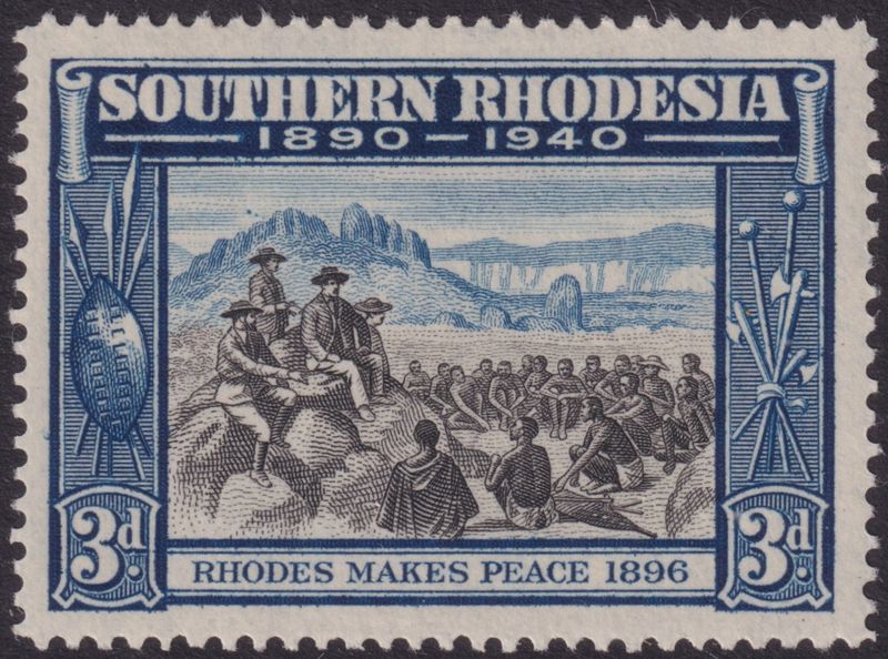 Southern Rhodesia 1940 3d Golden Jubilee with Smoke Signal Flaw