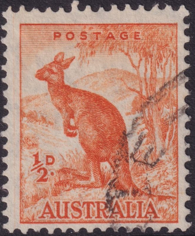 Australia 1938 ½d Kangaroo with Vertical Line Outside Left Frame