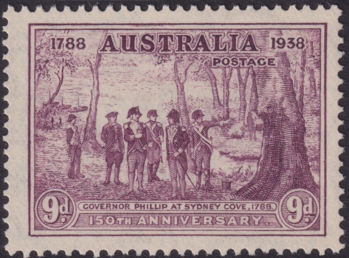 Australia 1938 9d NSW Sesquicentenary with Roller Flaw