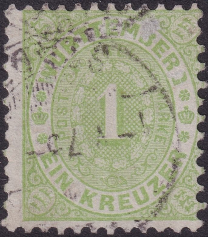 Wurttemberg 1869 1k Green Perforated