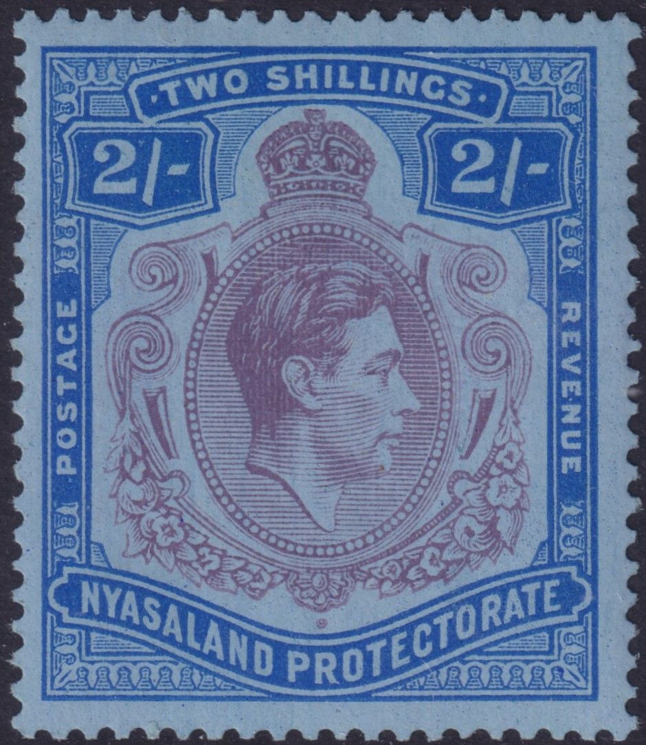 Nyasaland 1938 2/- Purple and Blue/Blue