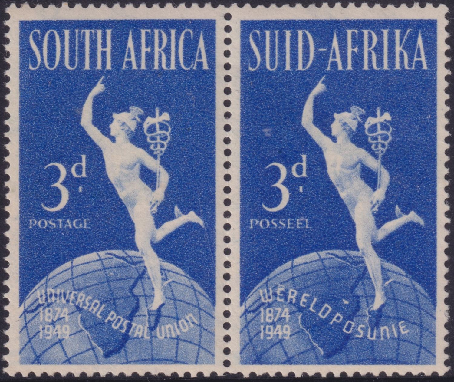 South Africa 1949 3 UPU with Lake in East Africa Flaw