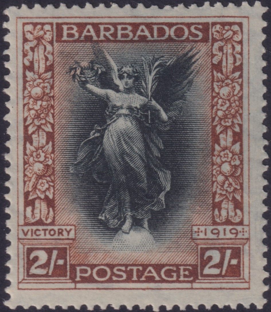 Barbados 1920 2/- Black and Brown Victory