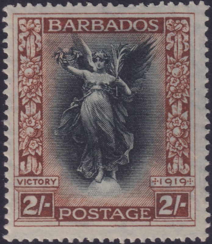 Barbados 1920 2/- Black and Brown Victory