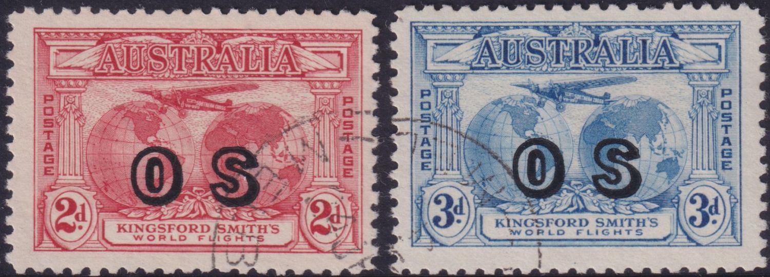 Australia 1931 2d and 3d Kingsford Smith OS Overprints CTO