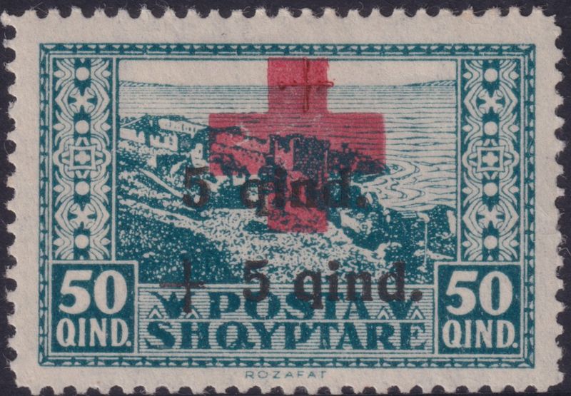 Albania 1924 50q+5q+5q Red Cross Overprint