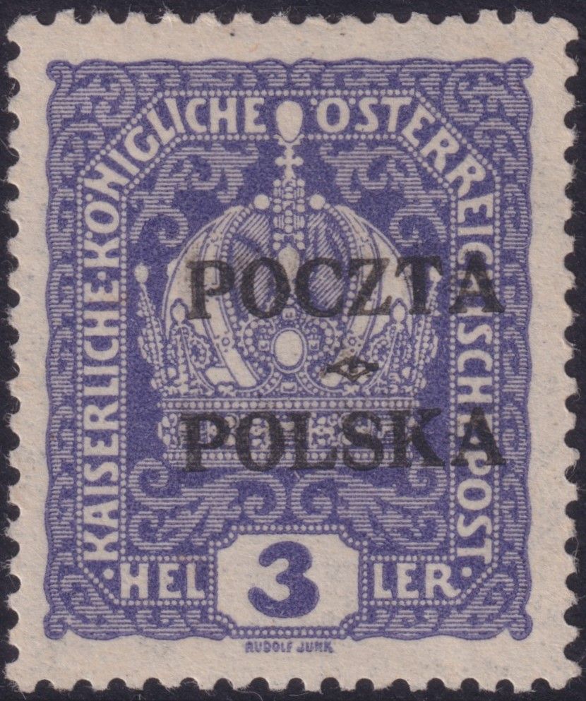 Poland 1919 3h Violet Overprint