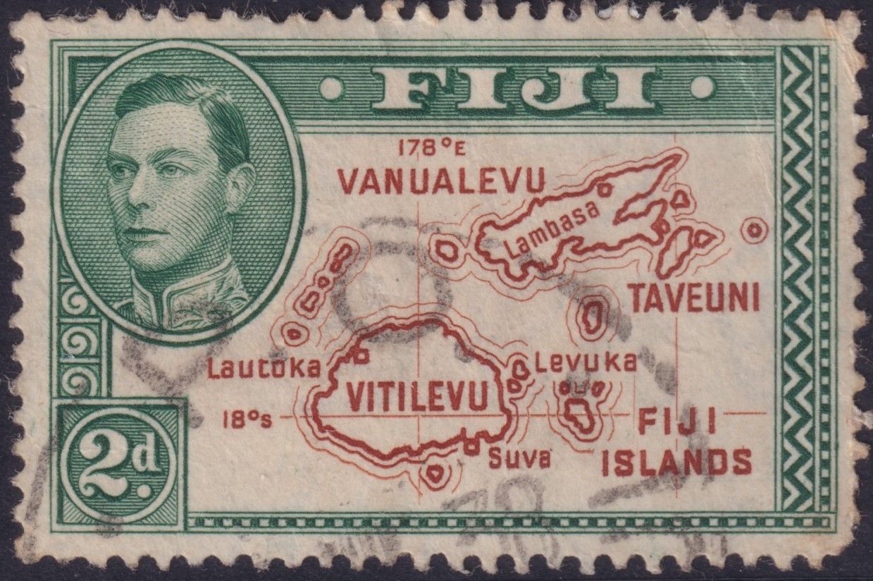 Fiji 1938 2d Brown &amp; Green Die I with Extra Line Variety